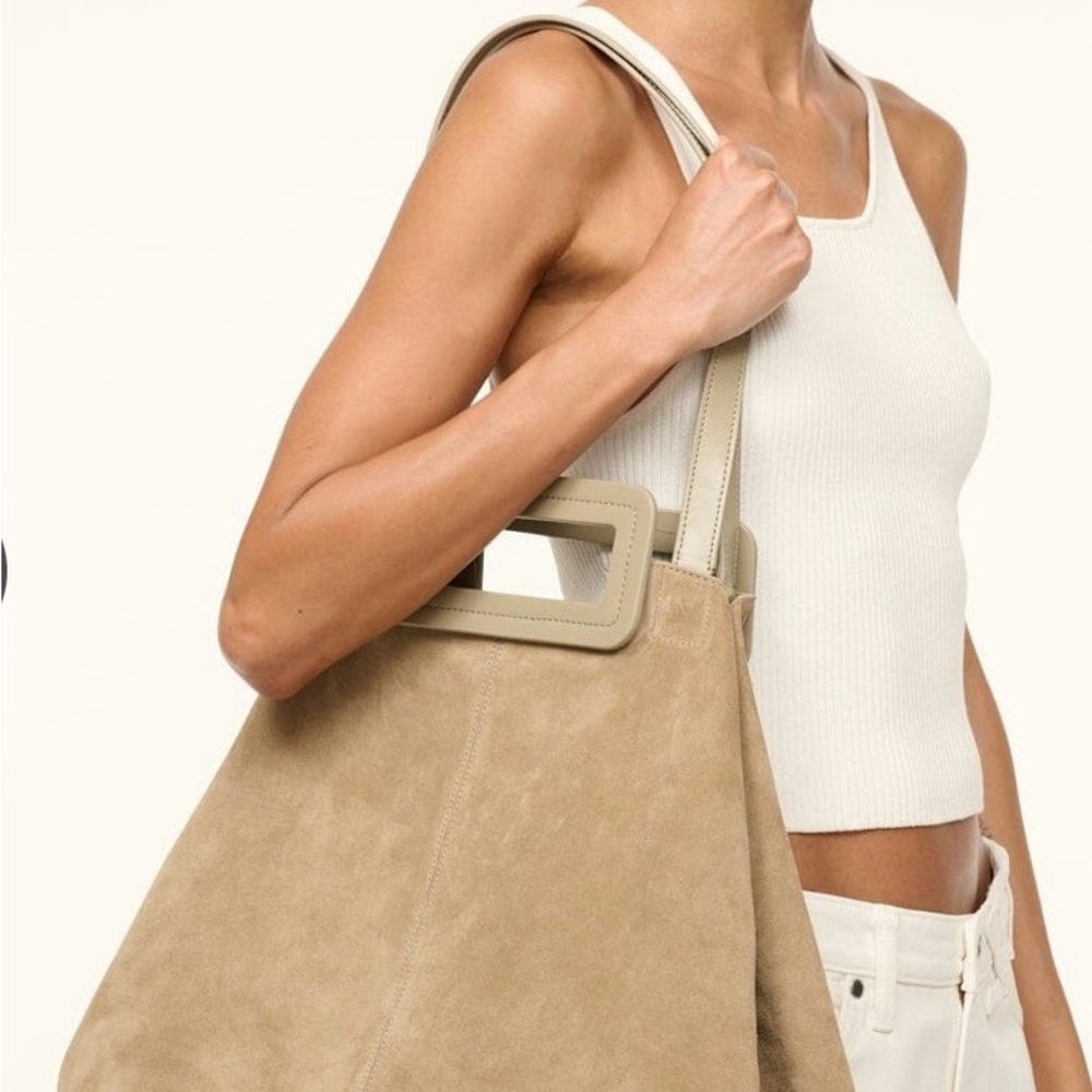 STAUD Tan Suede Tote Bag